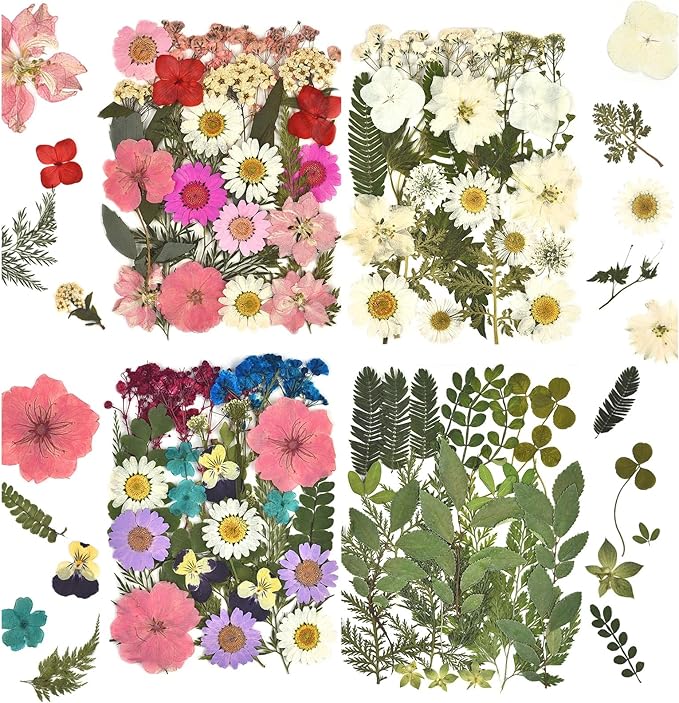 DALARAN Dried Flowers for Resin 100pcs Natural Flowers and Leaves Compressed Vacuum Packed DIY Pressed Flowers for Epoxy Jewelry Candles Soap Nail Production