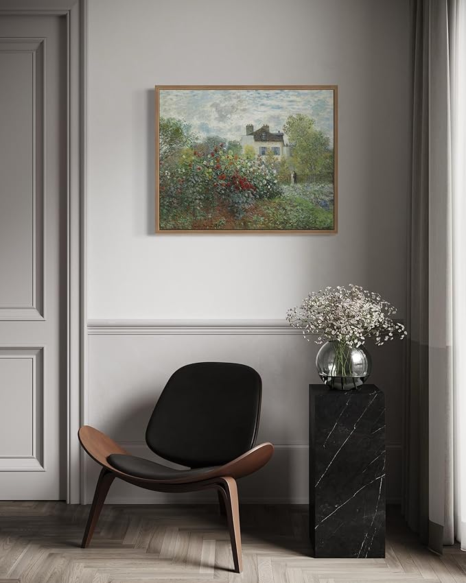 The Garden Claude Monet Wall Art Print Poster, Impressionist Painting Wall Art Wall Decor, for Bedroom and Living room Bathroom Decor 115 (The Garden, 11 x 14 inches, Wood Frame)