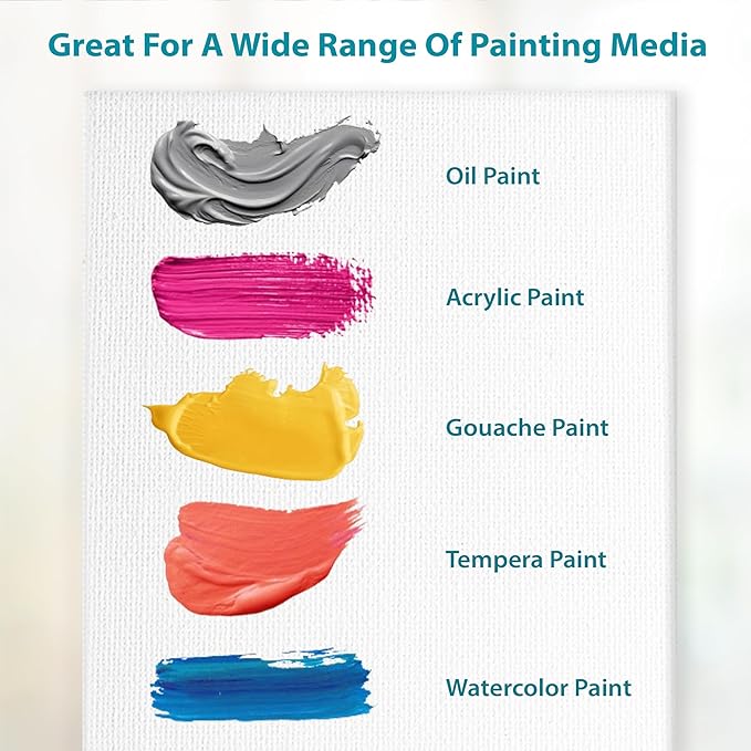 KEFF Canvas Boards for Painting - 11x14 4-Pack Art Paint Canvases - Bulk Canvas Panels Set - 100% Cotton Primed Painting Supplies for Acrylic, Oil, Watercolor & Tempera