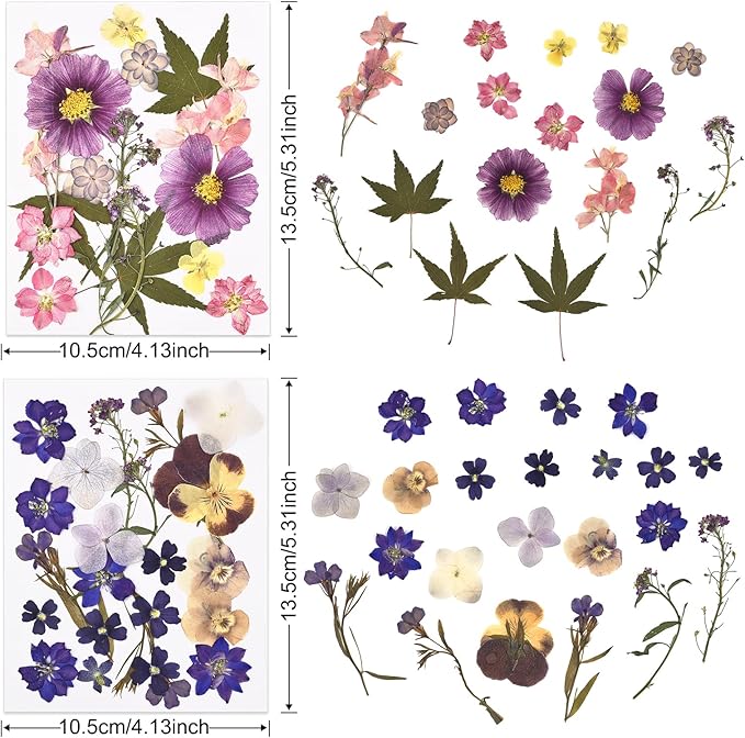 DALARAN 75Pcs Purple Dried Flowers for Resin Molds Real Pressed Flowers Dry Leaves Kit for Art Crafts Resin Jewelry Making Scrapbook Supplies Card Making Soap Candle DIY