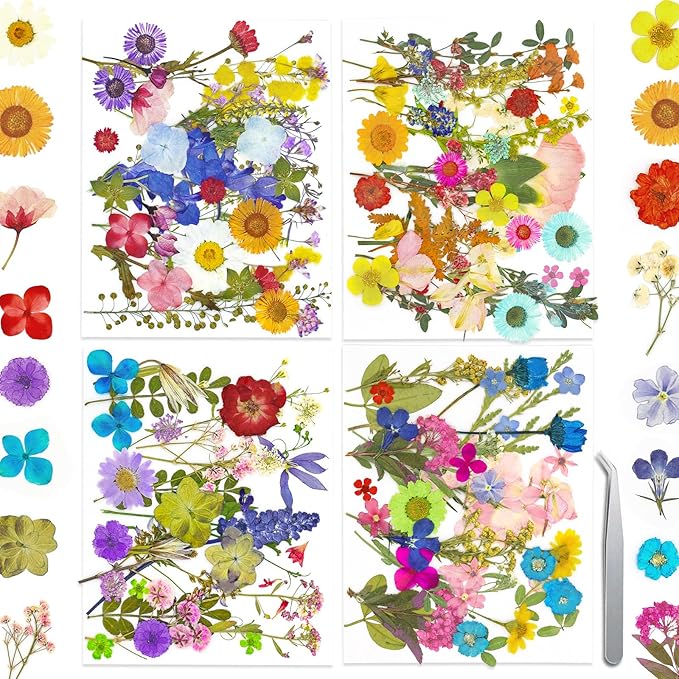 140+ PCS Real Dried Pressed Flowers Leaves Petals for Crafts Yellow- Beautiful Pressed Flowers Daisies for Resin Jewellery, Pressed Flowers Nail Pendant Crafts Making Craft DIY Accessories