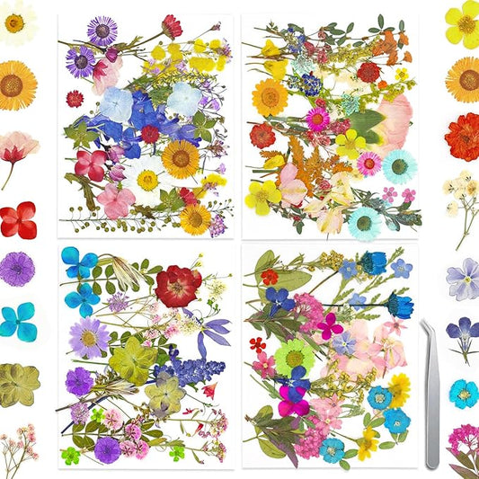 140+ PCS Real Dried Pressed Flowers Leaves Petals for Crafts Yellow- Beautiful Pressed Flowers Daisies for Resin Jewellery, Pressed Flowers Nail Pendant Crafts Making Craft DIY Accessories