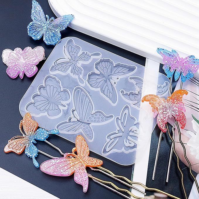 Resin Earring Molds, 2Pcs Butterfly Silicone Molds Keychain Pendant Molds Silicone Molds for Resin Jewelry, DIY Art Craft (B)