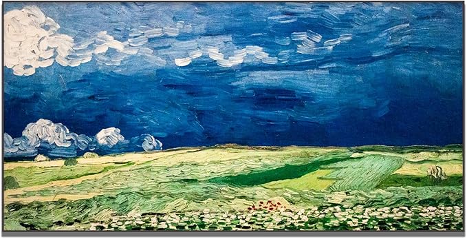 OKRA Vincent Van Gogh Wheatfield Under Thunderclouds Poster Nature Wilderness Landscape Fine Art Illustration Impressionist Art Modern Home Wall Decor Unframed(24x48in/60x120cm)