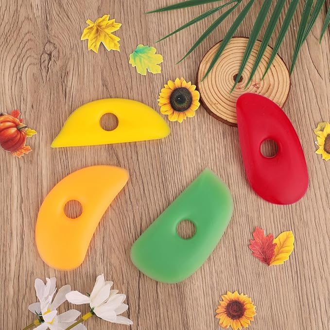 4pcs Pottery Ribs, 4 Styles Soft Silicone Colorful Pottery Trimming Rib Practical Ceramic Shaping Clay Tools Suitable for Shapes Sculpting & Trimming