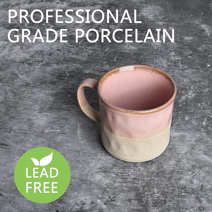 Bosmarlin Large Ceramic Coffee Mug, Pink Big Tea Cup for Office and Home, 18 Oz, Dishwasher and Microwave Safe, 1 PCS (Pink, 1)
