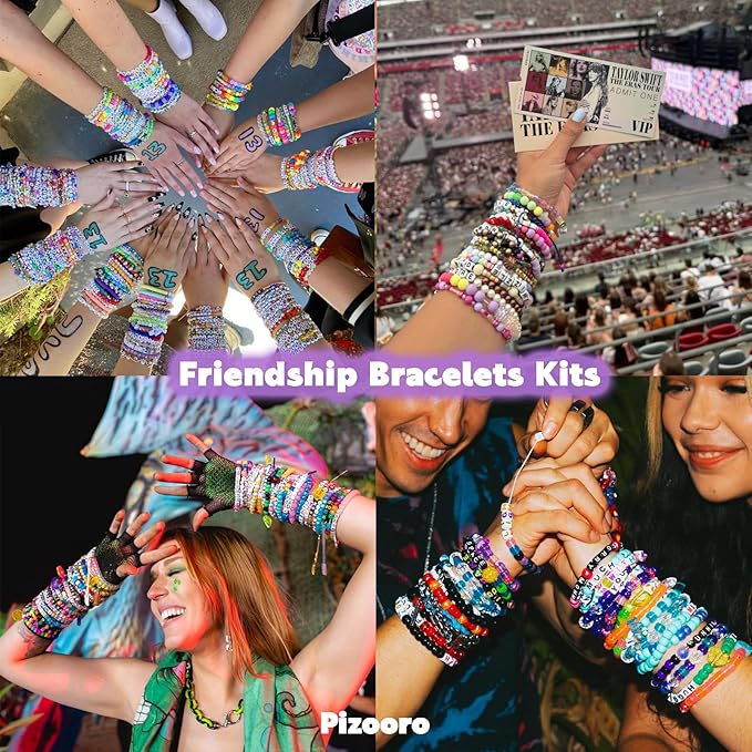 Pizooro Bracelet Making Kit 2400 Pcs Bracelet Beads, 56 Colors Pony Beads in Bead Organizer, 1400 Kandi Beads + 1000 Letter Beads, Jewelry Craft Supplies for Friendship Bracelets, DIY Gifts for Teens