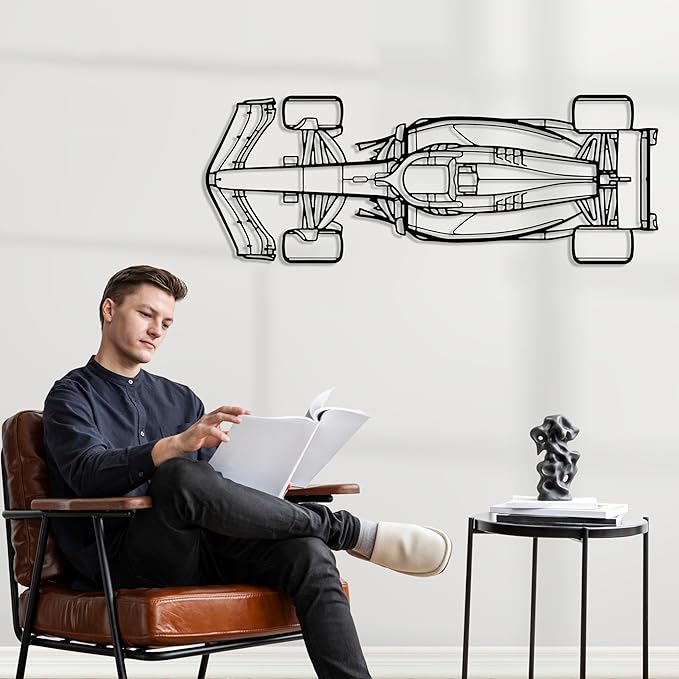 Formula Car metal Wall Art, Sports Car metal Silhouette, Formula Car Lovers Metal Wall Decor, Racing Gifts For Men, Minimalist Sculpture for Garage, Man Cave, Gift for Father's, (Black-20"x 5.5" inch)