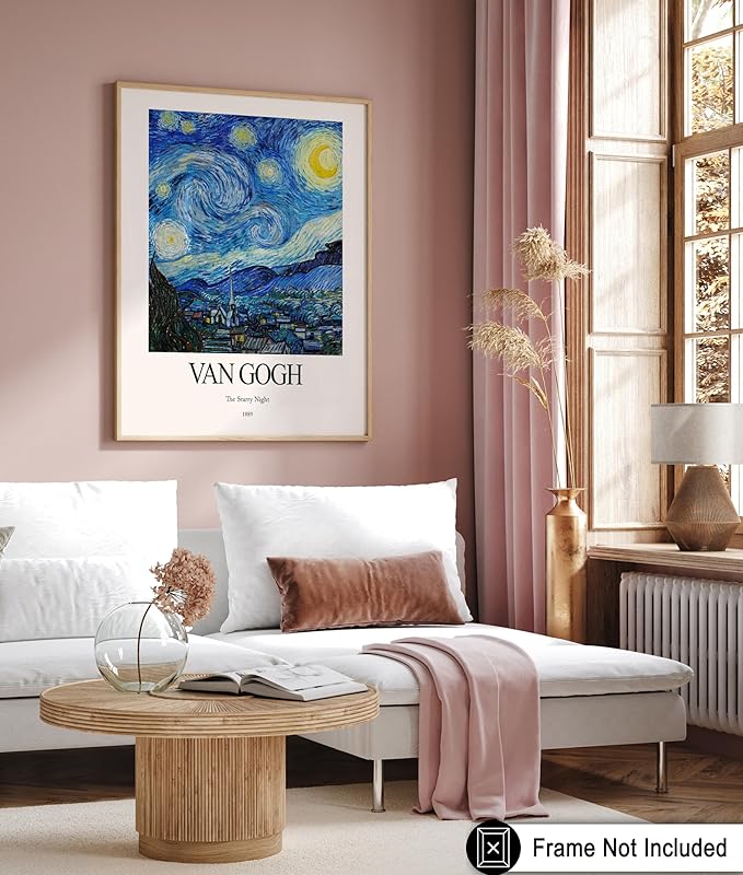 Monem Art Vintage Van Gogh Poster - Retro The Starry Night Print - Impressionism Art - Celestial Art - Gift for Him & Her - Classic Decor for Bedroom, Living Room or Dorm - 11x14 UNFRAMED Wall Art