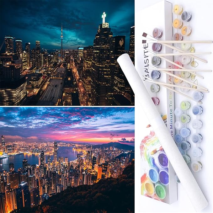 BAISITE Paint by Numbers Kit for Adults Beginners,16" Wx12 L 2 Pack Canvas for Painting Kits for Adults in Colorful Box-BAIPBN657-658