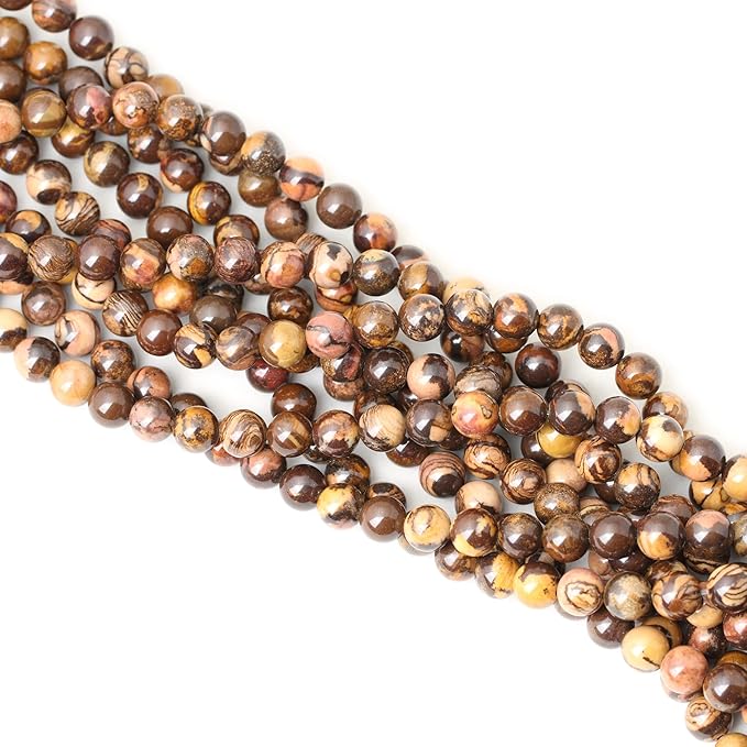 45PCS 8mm Natural Africa Picture Jasper Gemstone Round Loose Beads for DIY Bracelet Necklace Earrings Jewelry Making 1 String 15 Inches