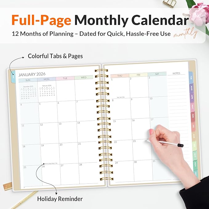 SUNEE Home Planner 2026, Work from Home Planner w/Stickers, JAN 2026 - DEC 2026, Monthly Budget Planner, Checklists for Routines and Goals, Monthly Calendar, Gift-Ready Pack, Poly Laminated Cover,Vine