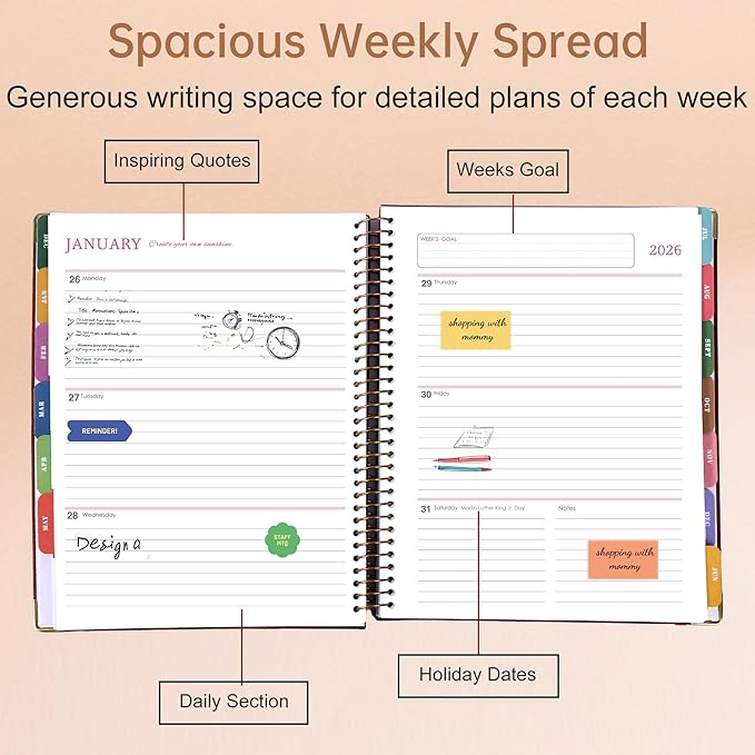 Yoment 2026 Planner Weekly and Monthly 8.5"x11" Large Hardcover Planner from Dec 2025 - Dec 2026 13 Months Calendar Academic Planners for Women Men Agenda Daily Weekly Yearly Planning with Tabs, Tree