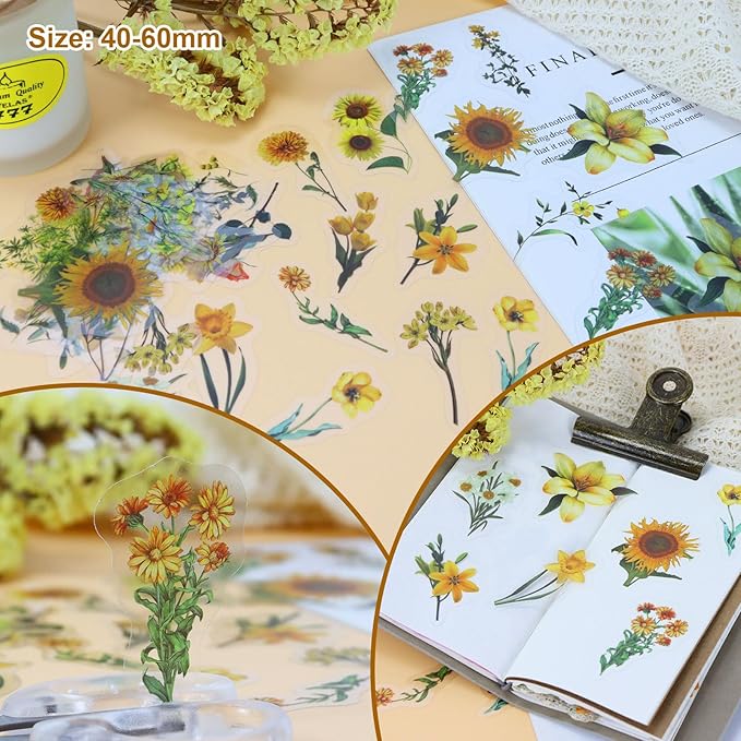 Koqye 215PCS Aesthetic Scrapbook Paper Pack, Junk Journal Supplies Starter Kit with Floral Stickers, Scissor, Quick Dry Glue Pen, Scrapbook Kit for Planner DIY Arts Craft Collage(Tangerine Dream)