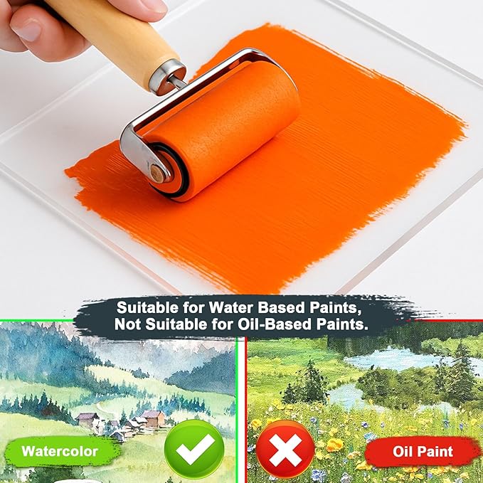 DINGSEN Gel Printing Plate Kit, Complete Printmaking Set with 8” X10” Gel Plate, Brayer, Watercolor Paints, A4 Printmaking Paper, and Essential Tools for Mixed Media Art, Monoprinting, Card Making