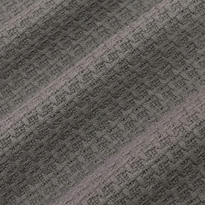 Sweet Home Collection 100% Fine Cotton Luxurious Basket Weave Blanket, Dark Gray King (Pack of 1)