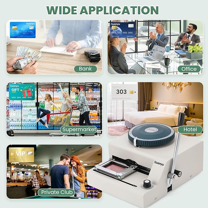Huanyu PVC Card Embosser 68 Characters Manual Embossing Machine Credit ID VIP Code Gift Card Printer Letterpress Stamping Print Machine