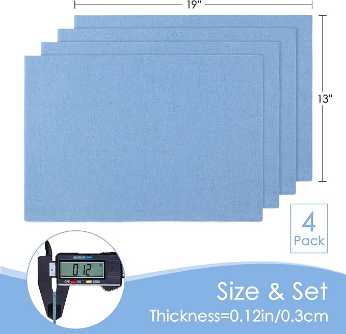 MANSPHIL Table Cloth Placemats Set of 4 Washable Cotton Thick Faux Linen Table Place Mats Heat Resistant Double Layer Fabric Wrinkle Free Dining Kitchen Table Decor - 13x19 Inch Oeko Tex Placemat