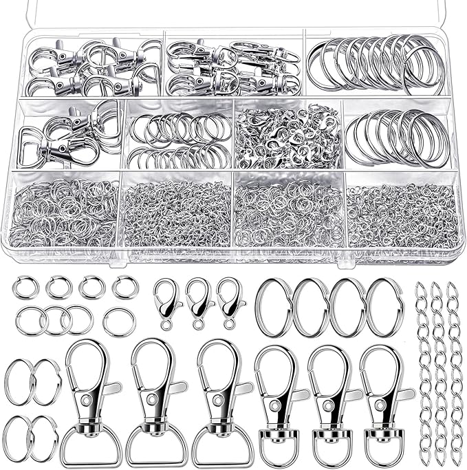 Teenitor 524PCS Keychain Making Kit, Key Chain Clips, Key Chain Rings, Lanyard Hooks Lobster Claw Clasps, Key and Jump Rings for Keychain Making Jewelry Lanyard