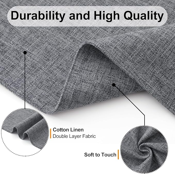 Homaxy Cloths Placemats for Dining Table Set of 4, Heat Resistant Washable Cotton Linen Blend Table Mats, Easy to Clean Place Mats for Indoor Outdoor Party Kitchen Decoration, 13" x 19", Dark Grey