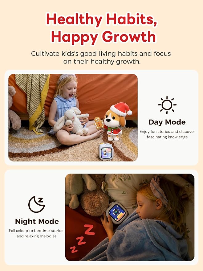 Pawpal Toy for Kids & Toddlers - All-in-1 Stories, Music, Podcast, Schedule, Ok-to-Wake, Habit-Building, Digital Pet, Nightlight, Parental Control, Message, Christmas Gifts for Girls Boys Ages 3+
