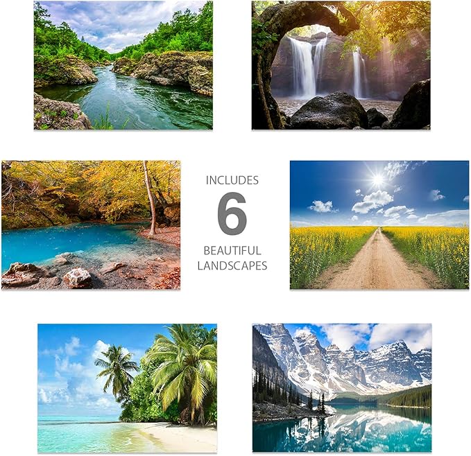 Beautiful Scenery Generic Note Card Pack / 24 Nature Greeting Cards With White Envelopes / 6 Breathtaking Outdoor Scenery Designs / 4 5/8" x 6 1/4" All Occasion Sympathy Cards