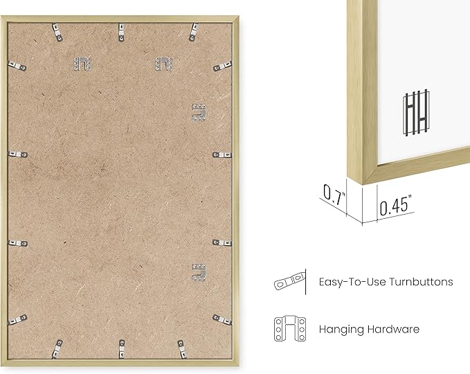 HAUS AND HUES 24x36 Gold Picture Frames - Modern Aluminum Poster Display - Large Lightweight Frames for Artwork and Prints - Ready-to-Hang Vertically & Horizontally (Set of 4)