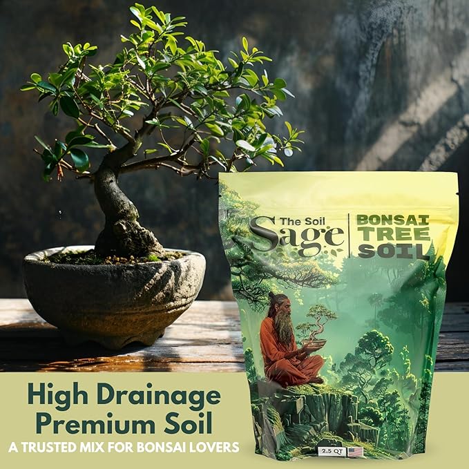 2.5qts Premium Bonsai Mix - U.S.A. Made Ready to Use - Akadama, Pumice, Lava Rock, Fine Pine Bark - Large Bag for All Bonsai Tree - High Drainage Potting, Repotting