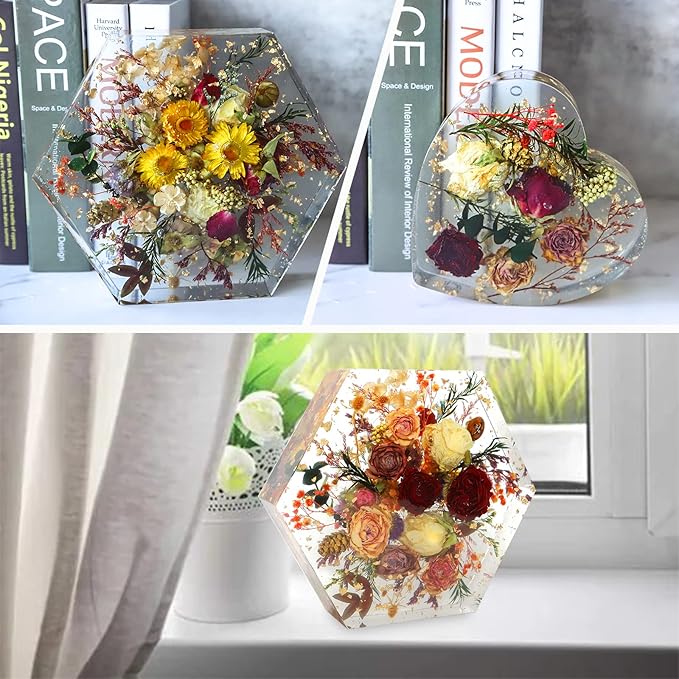 3PCS Resin Molds Silicone,Epoxy Resin Casting Craft Mold for Flower Preservation Bookends DIY Art (3)