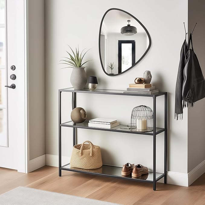 WallBeyond Asymmetrical Mirror, Irregular Wall Mirror, Wall Mirrors Decorative for Bedroom Living Room entryway Hall, Wall Mirror for mid Century Modern Decor 24" H x 19" W, Black