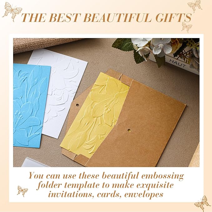 Geiserailie 1 Pcs Embossing Folders Embossing Machine Template Paper Card Folders for Christmas Card Making DIY Flower Scrapbook Photo Album Craft Decoration 5.9 x 4.1 Inch (Lily Style)