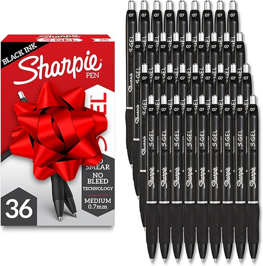 Sharpie S-Gel Gel Pens Drawing Pens Gel Ink For Journaling Writing Coloring Medium Point (0.7Mm) Black Ink Pen 36 Count