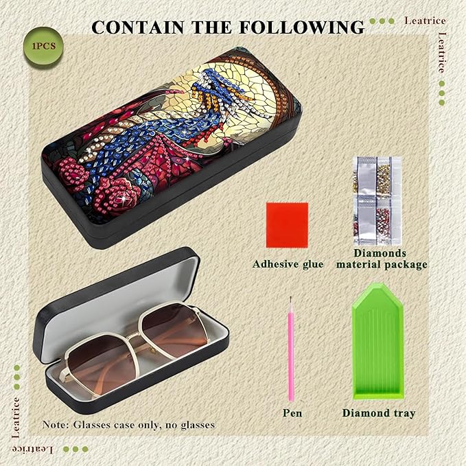 Leatrice Animal Diamond Art Kits for Adults Small Diamond Painting Kit Gem Art Paint by Diamonds Dot Eyeglasses Case 5d Diamond Art DIY for Beginner Women Dragon