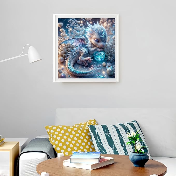 GXGLLPZBY Diamond Art Kits for Beginners,Dreamy Dragon Guarding Jewels Diamond Painting Kits for Adult, 5D DIY Full Drill Paint by Diamonds Dot Gem Art Painting Kits,for Home Wall Decor 13.8X13.8inch