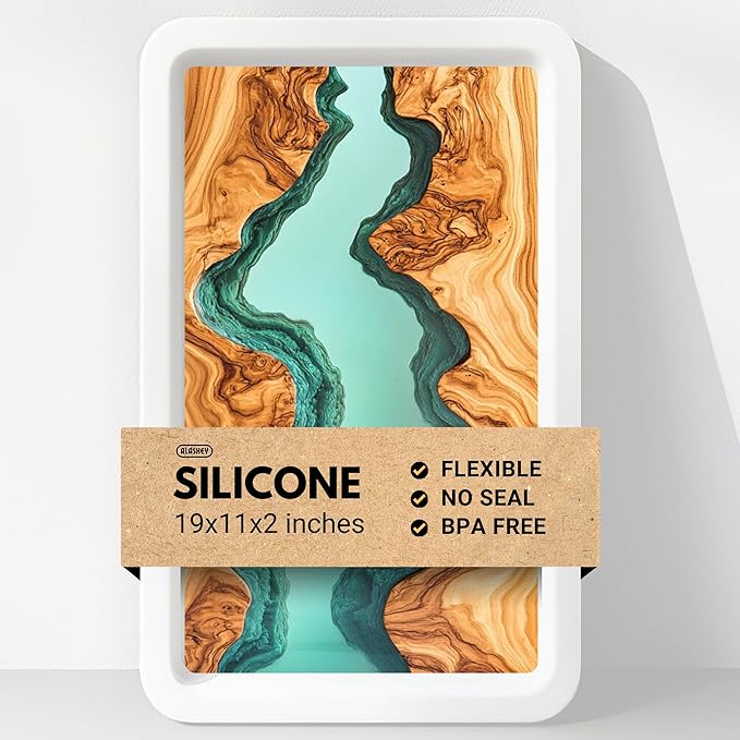 Alaskey® Large Premium Rectangular Resin Table Silicone Mold 19"x11" | Durable, Reusable, No Seal Required | Large Epoxy Resin Mold for DIY River Table, Coffee Table, Cutting Board, Charcuterie Crafts