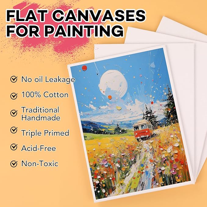 ESRICH 5x7 Small Canvases for Painting, 60 Pack Mini Canvas Boards for Painting Canvas Primed Acid Free Mini Blank Canvas Panels for Oil Paint,Watercolor,Acrylic Paint,Gouache&Tempera.