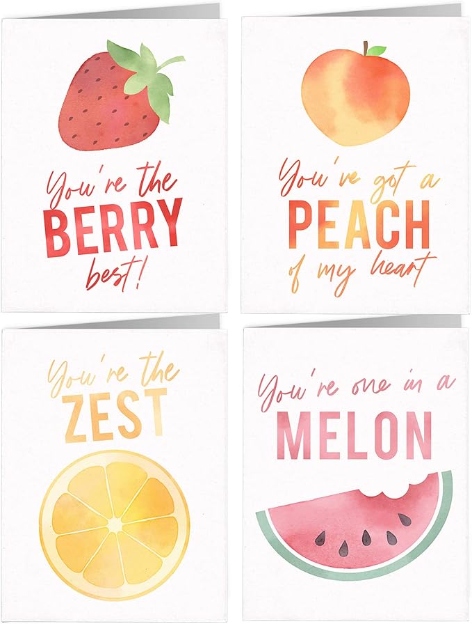 Happy Fruit Greeting Cards (12 Cards and Blank Envelopes)