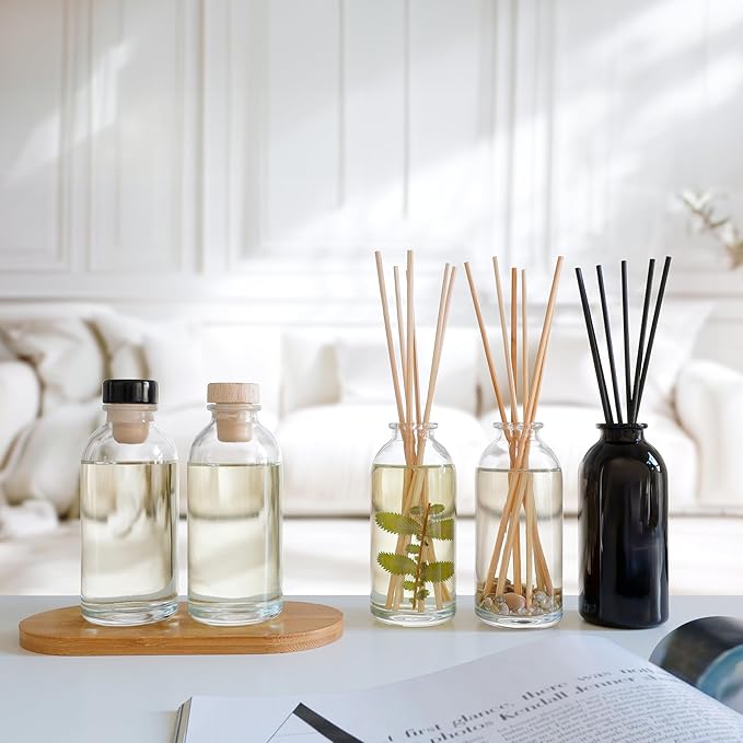Urban Naturals Leather Mahogany Reed Diffuser Oil Set with Reed Sticks – Masculine Blend of Smoky Bergamot, Leather, Spice, Amber and Wood - Made in The USA