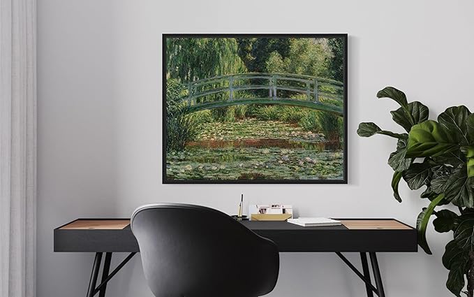 The Japanese Footbridge Claude Monet Wall Art Print Poster, Impressionist Painting Wall Art Wall Decor, for Bedroom and Living room Bathroom Decor 115 (The Japanese Footbridge, 8 x 10 inches, Black Frame)