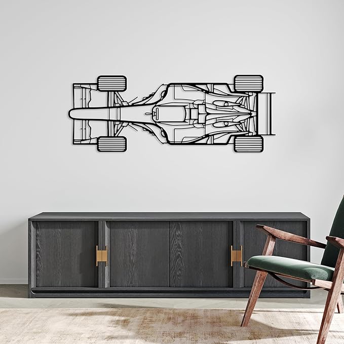 Formula Car Metal Wall Art, Sports Car Metal Silhouette, Formula Car Lovers Metal Wall Decor, Racing Gifts For Men, Minimalist Sculpture for Garage, Man Cave, Gift for Father's, (Black-25"x 6.9" inch)