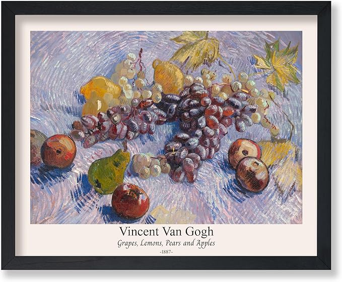 Monem Art Vintage Van Gogh Poster - Retro Grapes Lemons Pears and Apples Print - Impressionism Art - Fruit Art - Fine Art - Classic Painting Art - Great Kitchen Decor - 18x24 UNFRAMED Wall Art