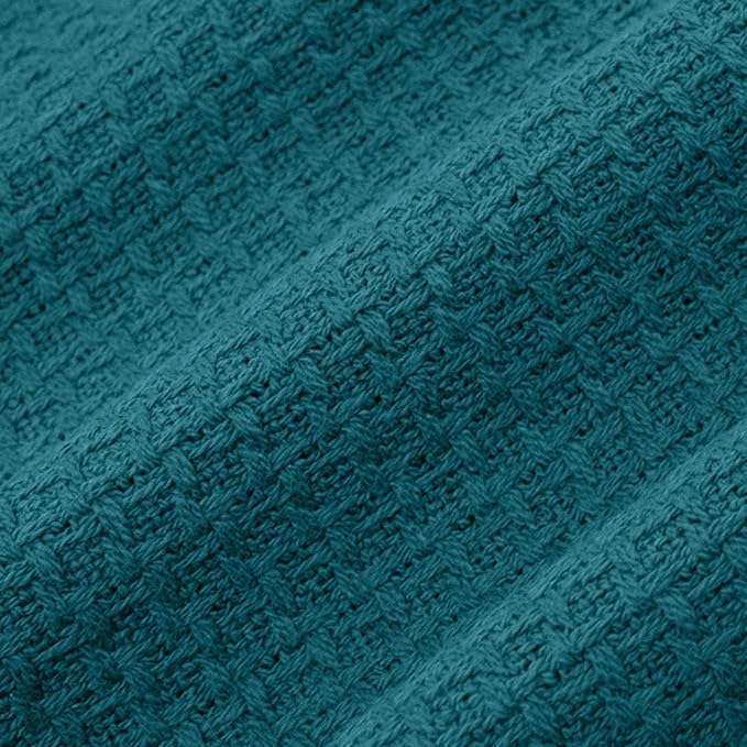 100% Fine Cotton Blanket Luxurious Weave Stylish Design Soft and Comfortable All Season Warmth, Full/Queen, Teal (Pack of 6)