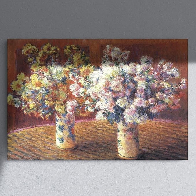 CFIOZYOS 40+ Monet Famous Print Posters Two Vases with Chrysanthems by Claude Monet Impressionism Poster for Teen Boys Room Wall Art Canvas Painting Print Unframe 24×36inch(60×90cm)