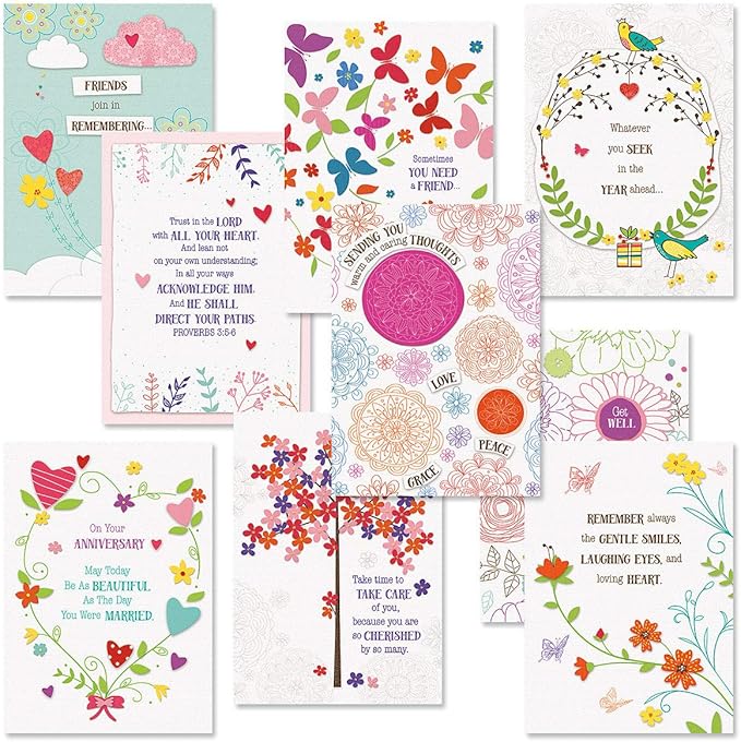 Current Greatest Blessings All Occasion Value Pack - 18 Cards With Envelopes, Celebration, Get Well, Sympathy, Birthday, Anniversary & Thinking of You Variety, Large 5" x 7" Assortment, 9 Design Set