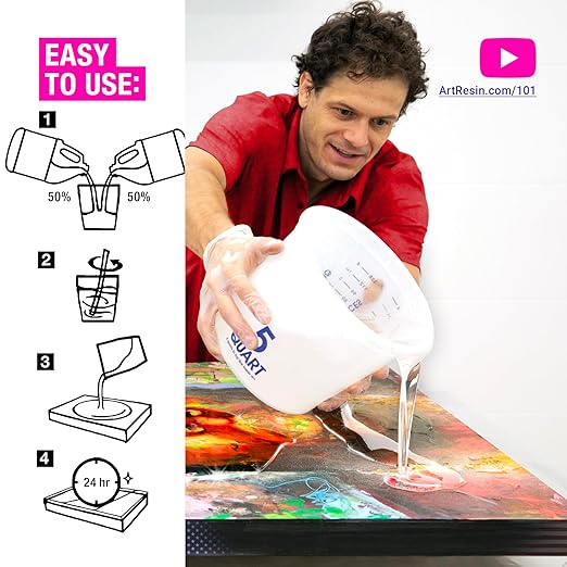 ArtResin Epoxy Resin – High-Gloss Clear Coat for Artwork - 4 gal (2 gal Resin + 2 gal Hardener) (15.14L)