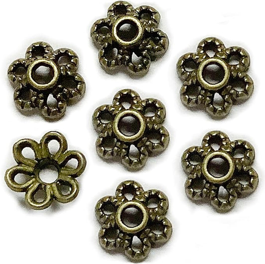 Heather's cf 500 Pieces Brass Tiny Bead Caps Findings (Fit 8mm 10mm Round Beads) for Jewelry Making