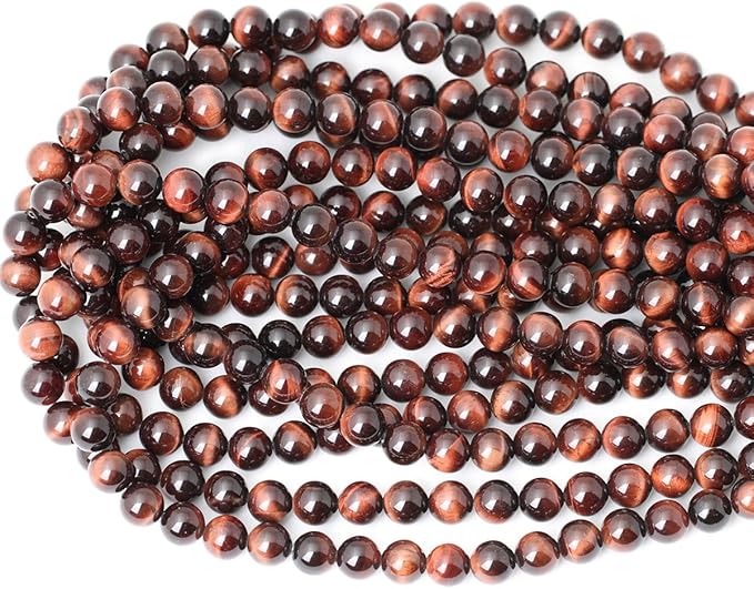 45PCS 8mm Natural Red Tiger Eye Gemstone Round Loose Beads for Jewelry Making DIY Findings 1 Strand 15"