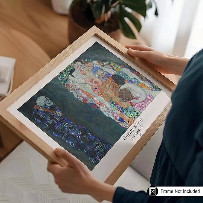 Poster Master Vintage Gustav Klimt Poster - Retro Death and Life Print - Art Nouveau - Symbolism Art - Abstract Art - Aesthetic Art - Classic Painting - Living Room Decor - 8x10 UNFRAMED Wall Art