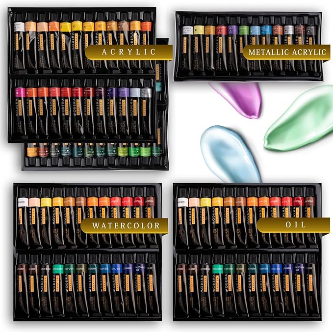 163-Piece French Easel Painting Set | All-in-One Deluxe Artist Starter Kit w/Wooden Field & Studio Sketch Box Easel for Adult, 100+ Professional Paints, Stretched & Panel Canvases, Brushes, Palettes