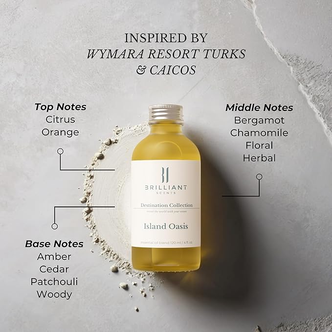 Brilliant Scents Island Oasis Fragrance Oil 200ml - Premium Diffuser Oil for Home, Office, Hotels - Long Lasting, Plant-Based, Meets IFRA Standards, USA-Made - Citrus, Chamomile, Patchouli